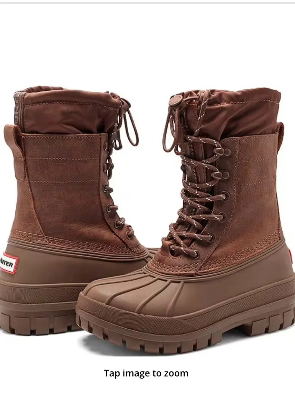 Hunter Skylar Bungee Waterproof Brown Winter Boots Size 7 Gorpcore Outdoor Fall